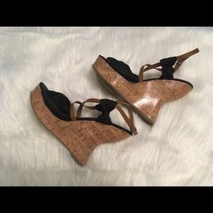 MIA Black Bow Wedges Size 9